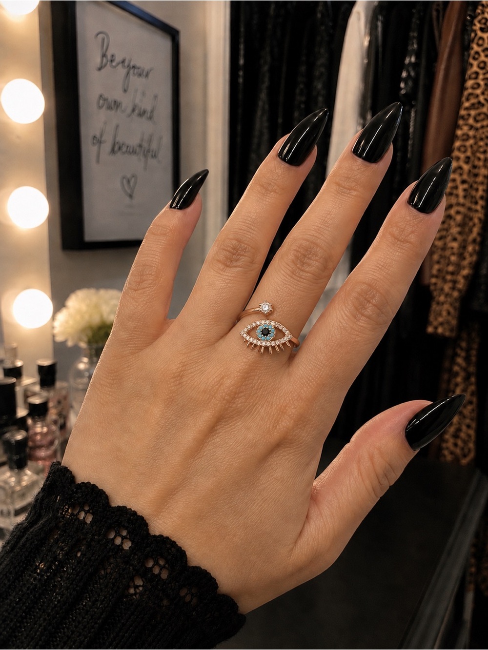 Eleanor ShuMark CZ Protective Eye Ring Rose Gold Tone NWT